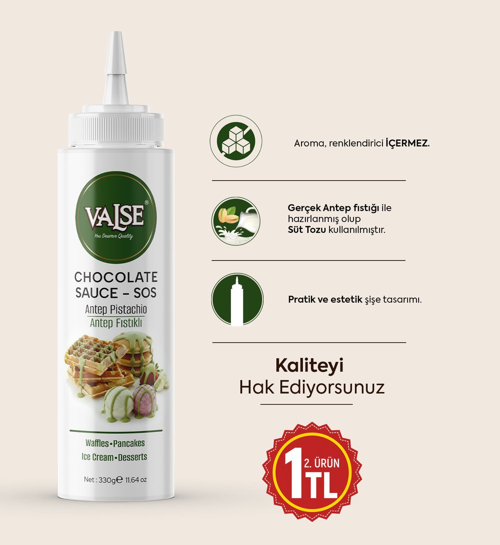 Gerçek Antep Fıstıklı Sos (Glutensiz) 330 Gr Waffle & Pankek & Meyve & Kek & Tatlı & Dondurma