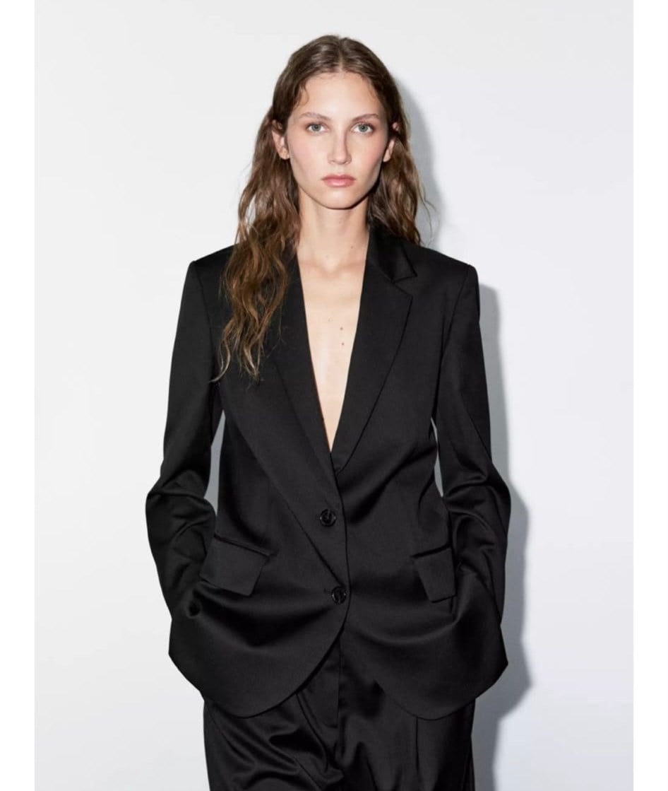 Siyah %100 Ekstra İnce Yün Blazer
