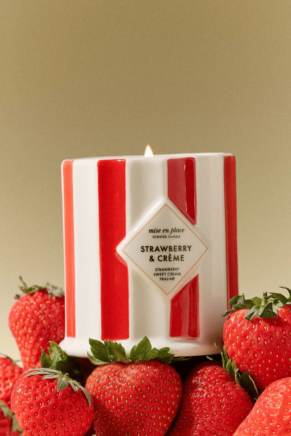 Anthropologie mise en place Gourmand Strawberry & Crème Ceramic Candle