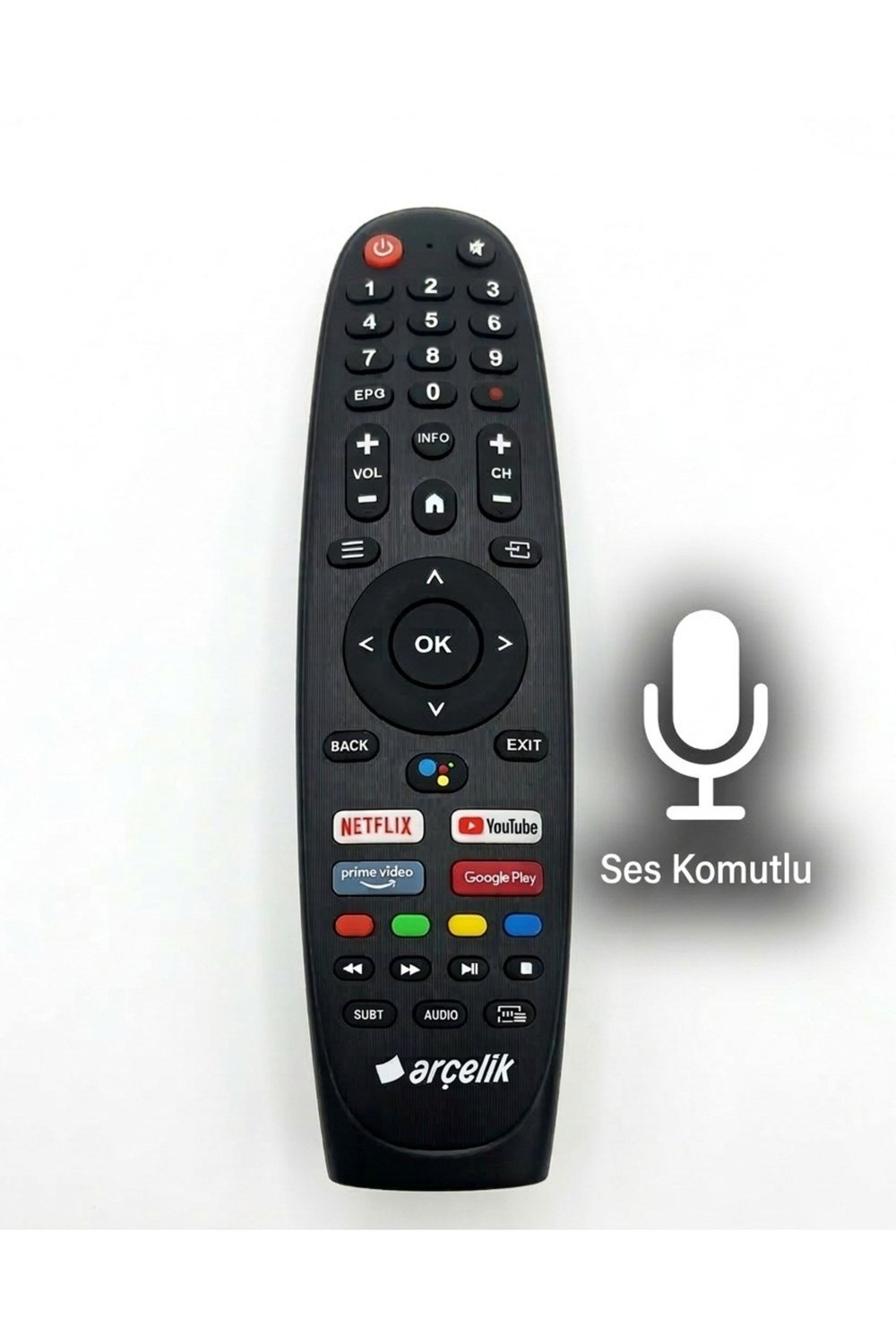 Arçelik Orjinal Ses Komutlu Bluetooth Android TV Kumandası - Netflix / Youtube Tuşlu