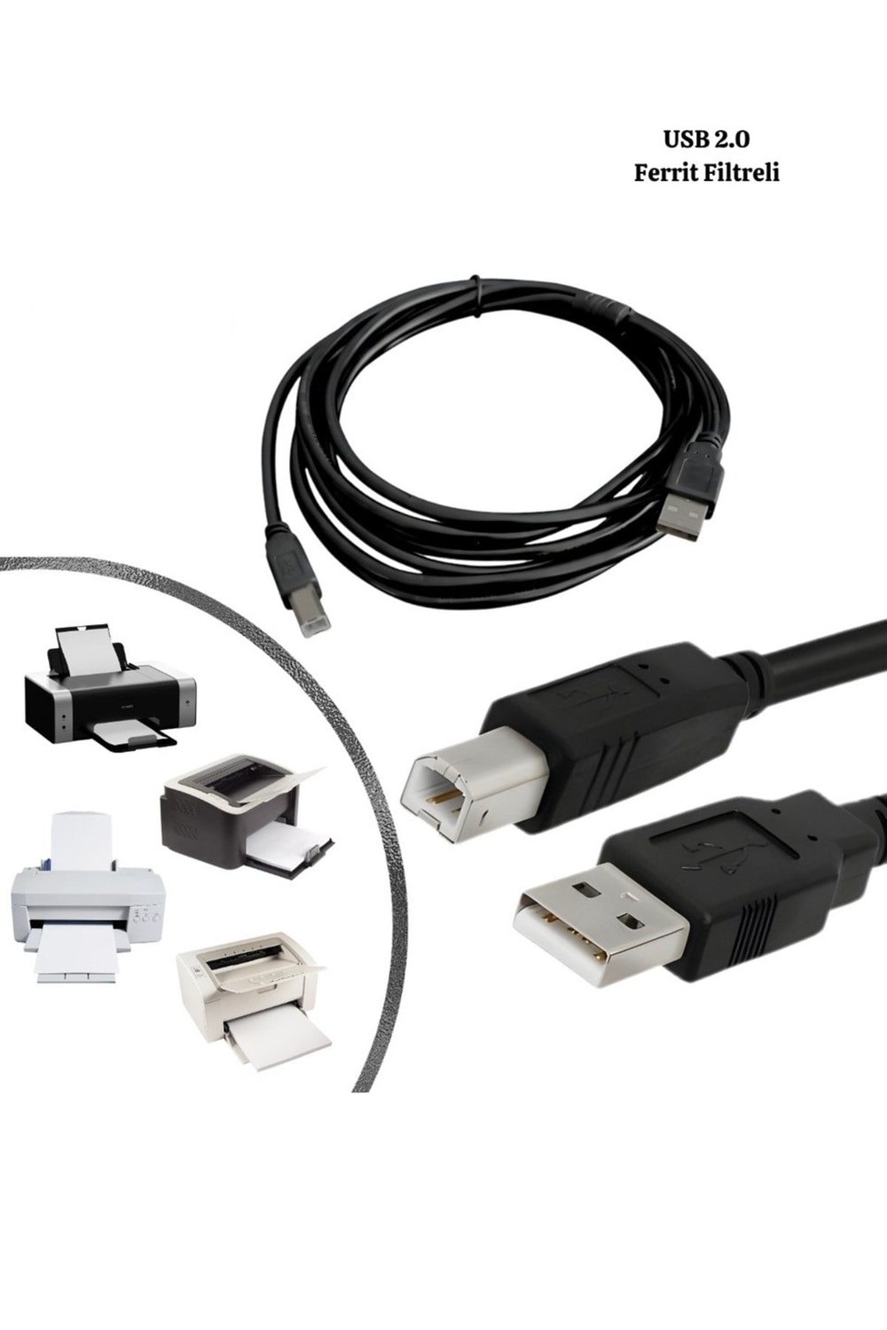 Siyah Ferrit Filtreli USB 2.0 Yazıcı ve Tarayıcı Kablosu 1,5 mt - Tüm yazıcılar