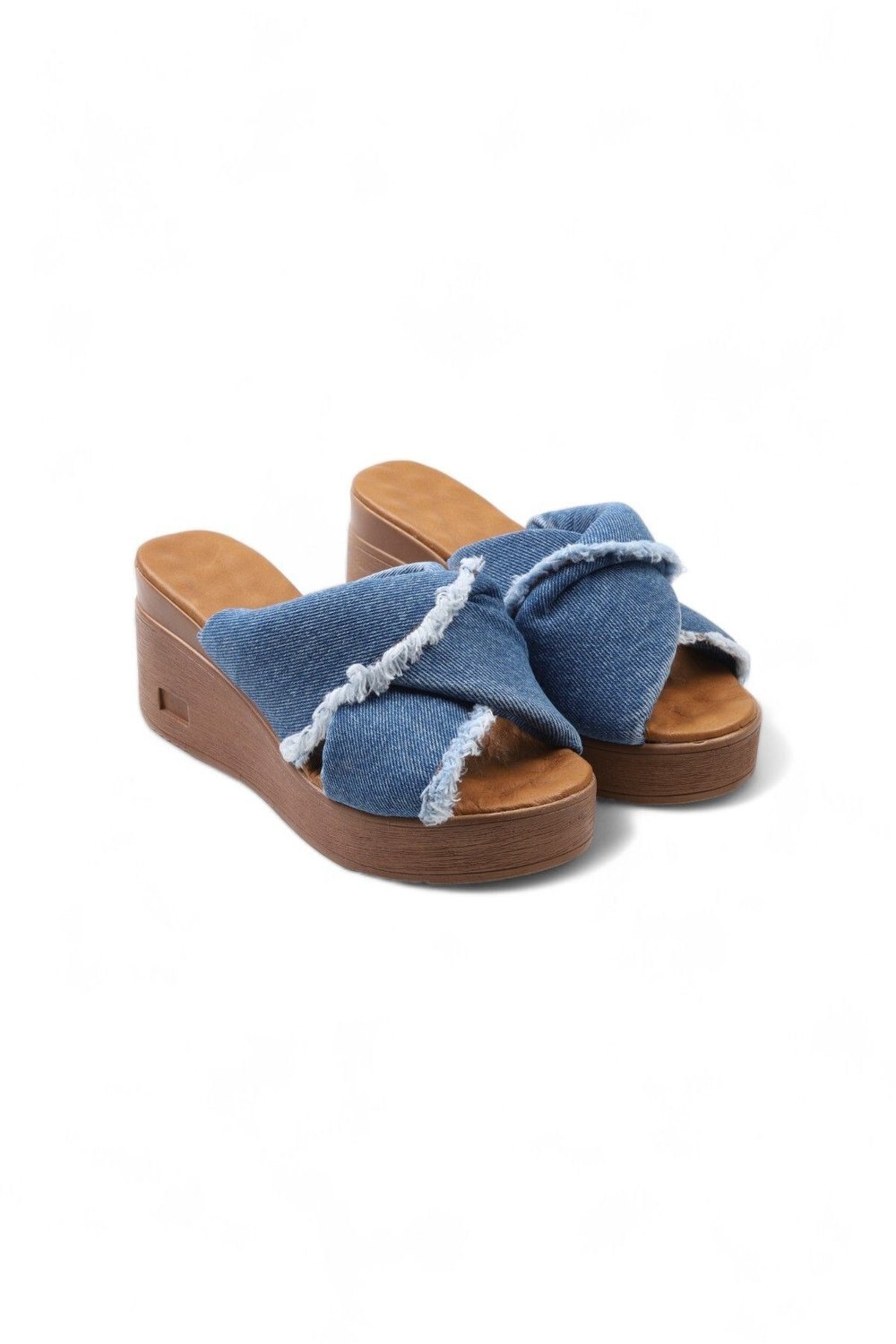 Kadın Dolgu Topuklu Denim Kot Terlik