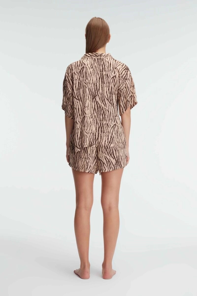 Anıl 9898 Kadın Kısa Kol Viskon Kumaş Desenli Pijama Takımı