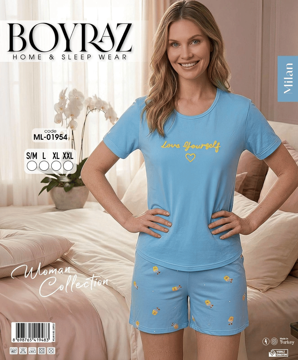 Boyraz ML-01954 Kadın Milan Kısa Kol Şortlu Takım