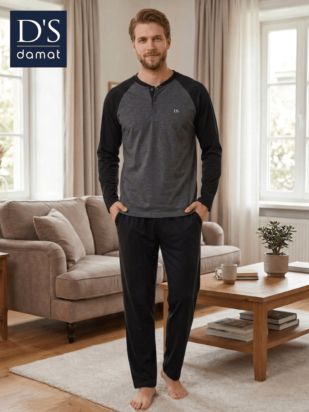 D's Damat 2603 Erkek Mavenck Uzun Kol Pijama Takımı