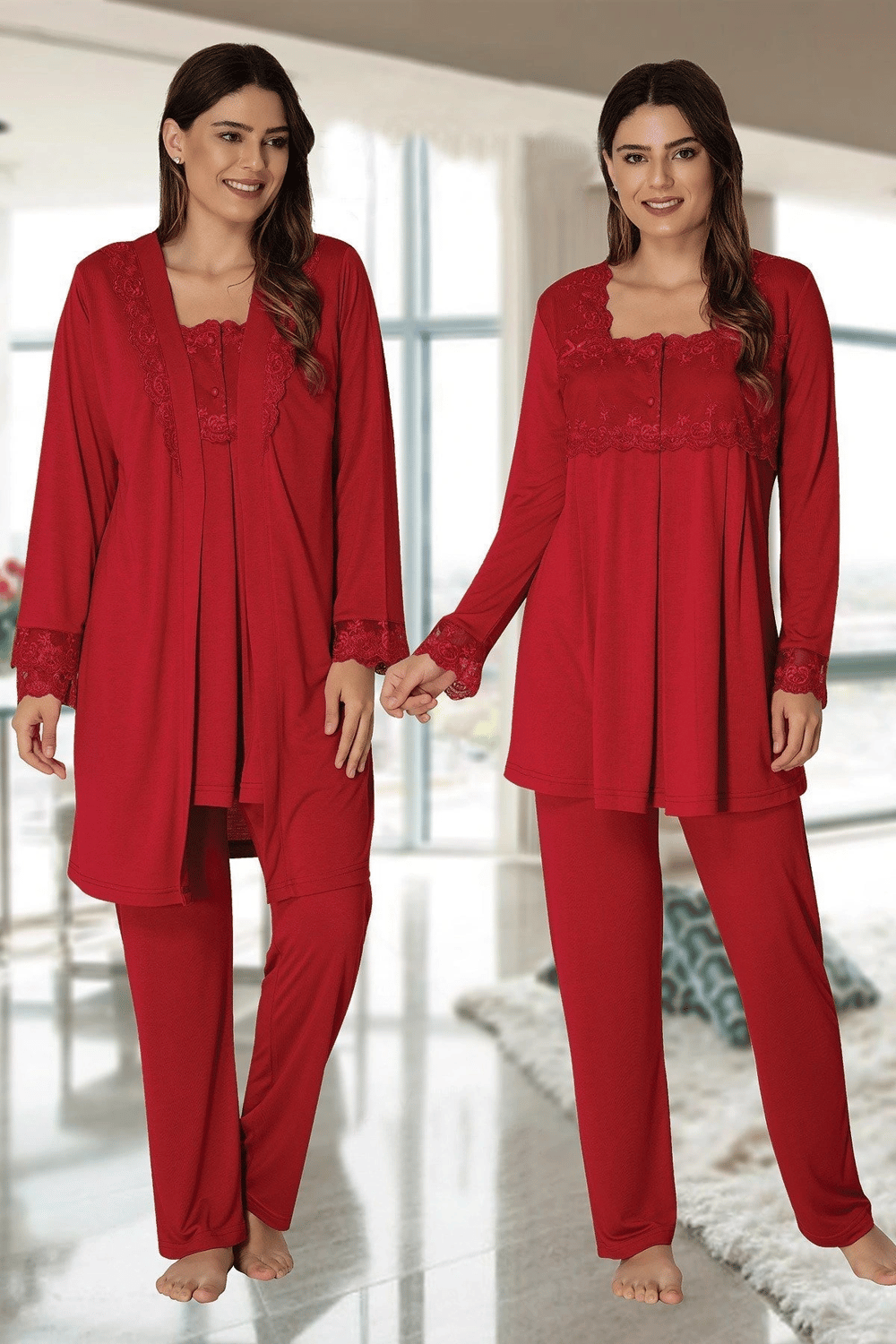 Effortt 2401  Sabahlıklı Lohusa Pijama Takımı