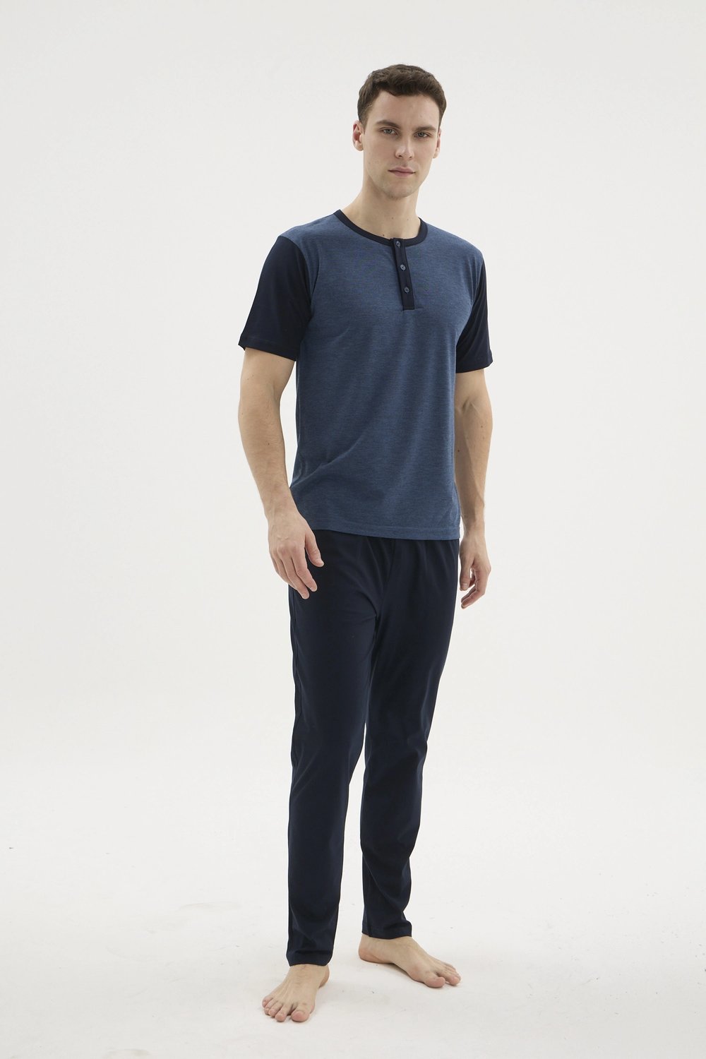 Kocabey 2205 Erkek Battal Midi Yaka Pijama Takım
