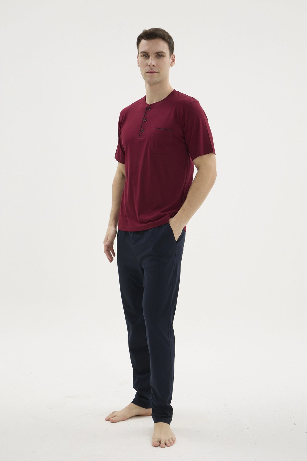 Kocabey 2209 Erkek Battal Midi Yaka Pijama Takım
