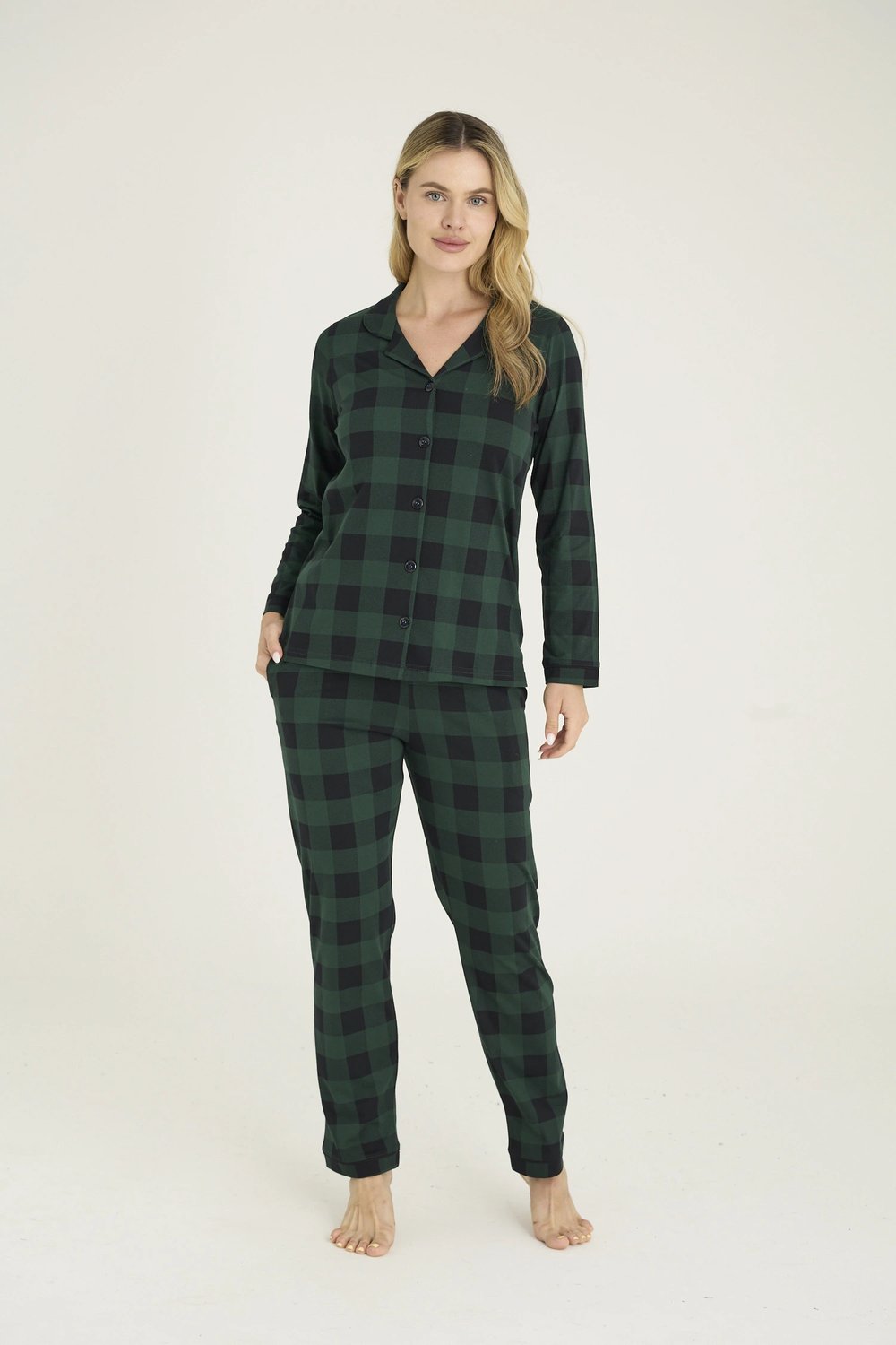 Kocabey 9209-K Kadın Apaj Yaka Pijama Takım