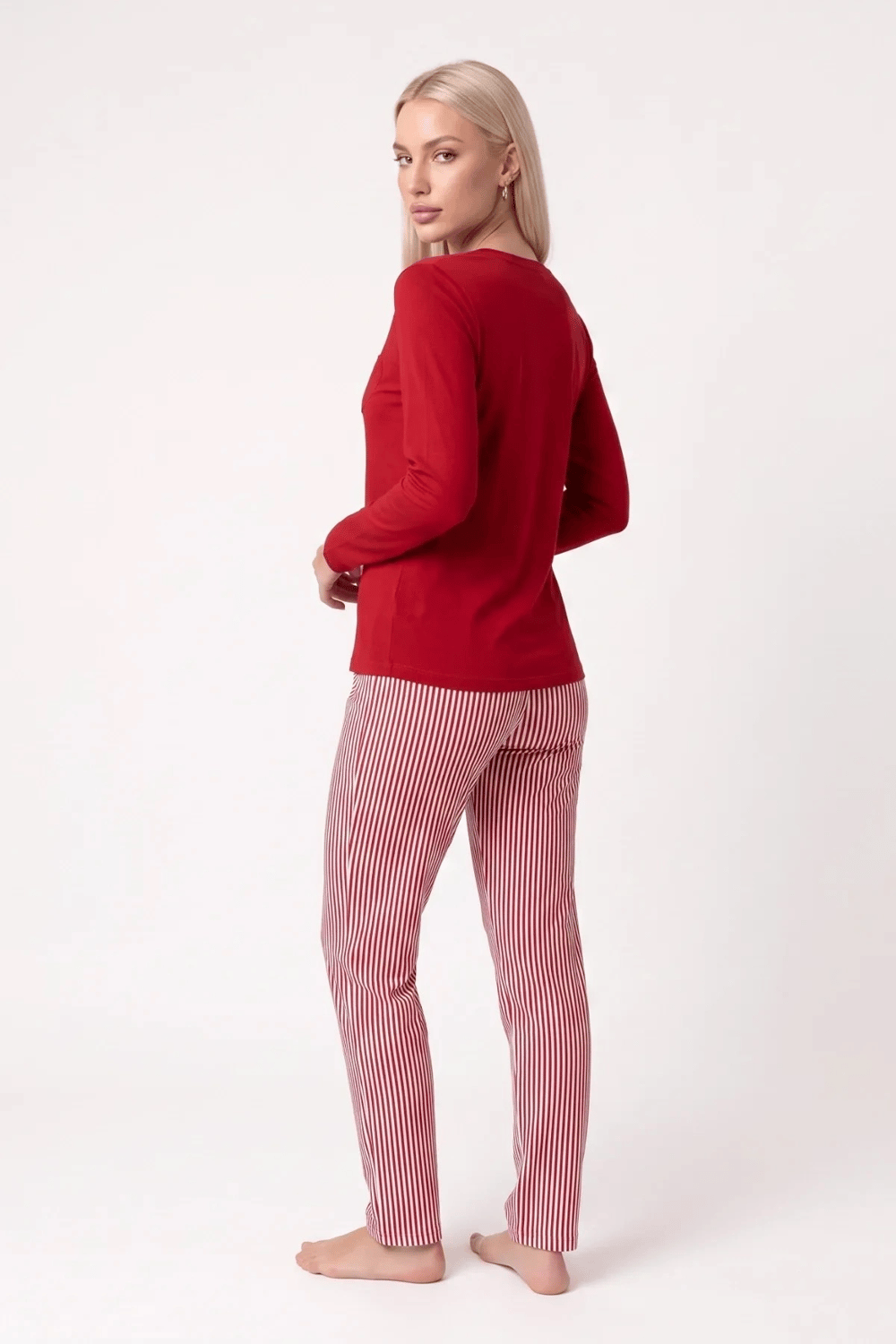Pjs 30148 Kadın Uzun Kol Kalpli Pijama Takımı