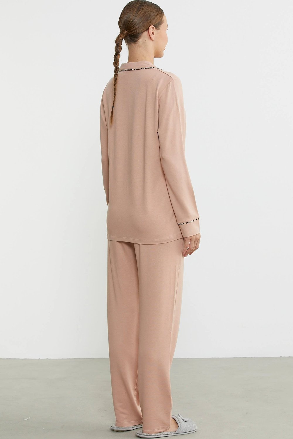 Sementa 76444 Düz Renk Gömlek Model Pijama Takım