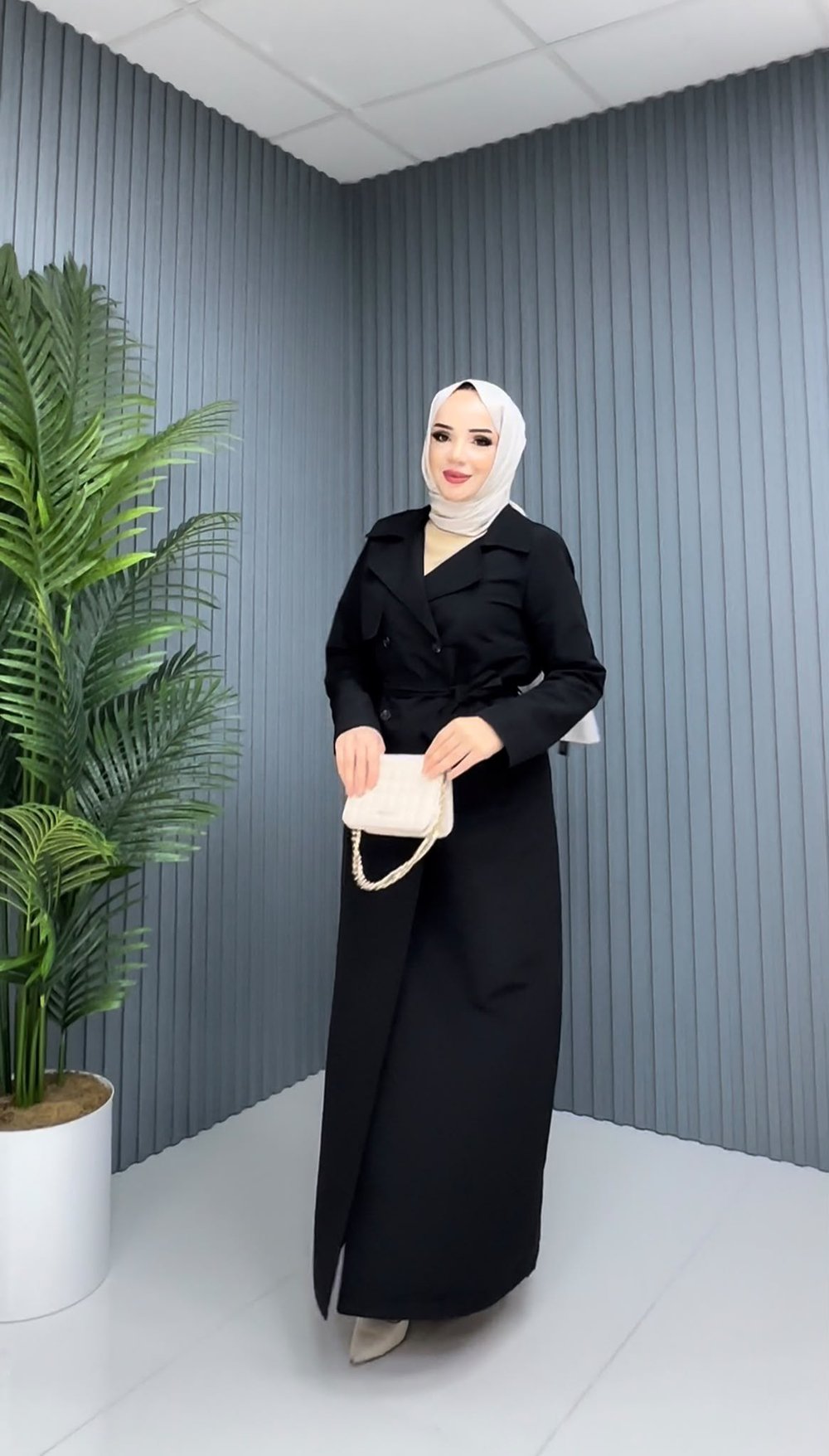 KUŞAKLI TAM BOY TRENÇ / Siyah