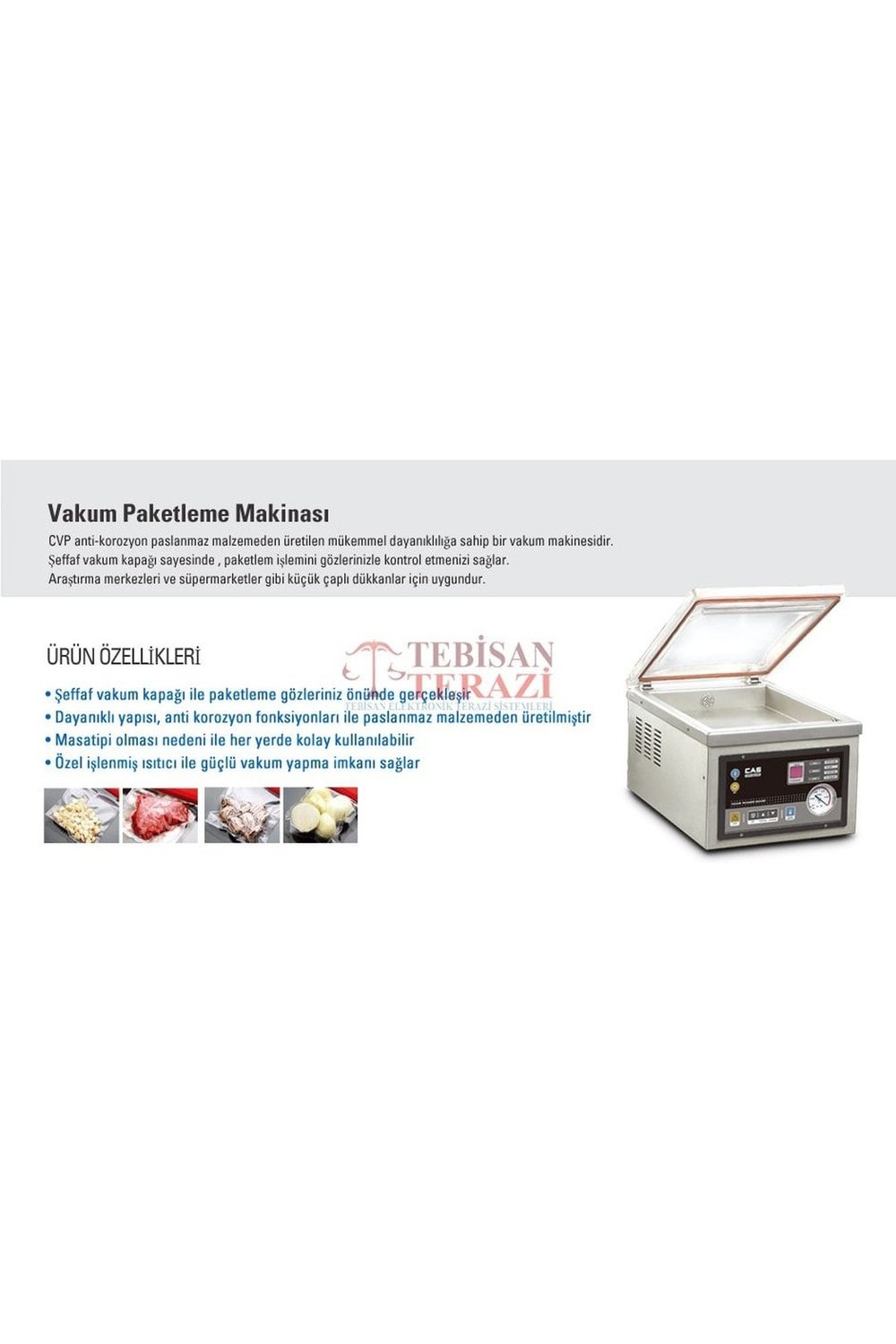 CVP 28 CM TEK ÇENE SET ÜSTÜ VAKUM MAKİNASI