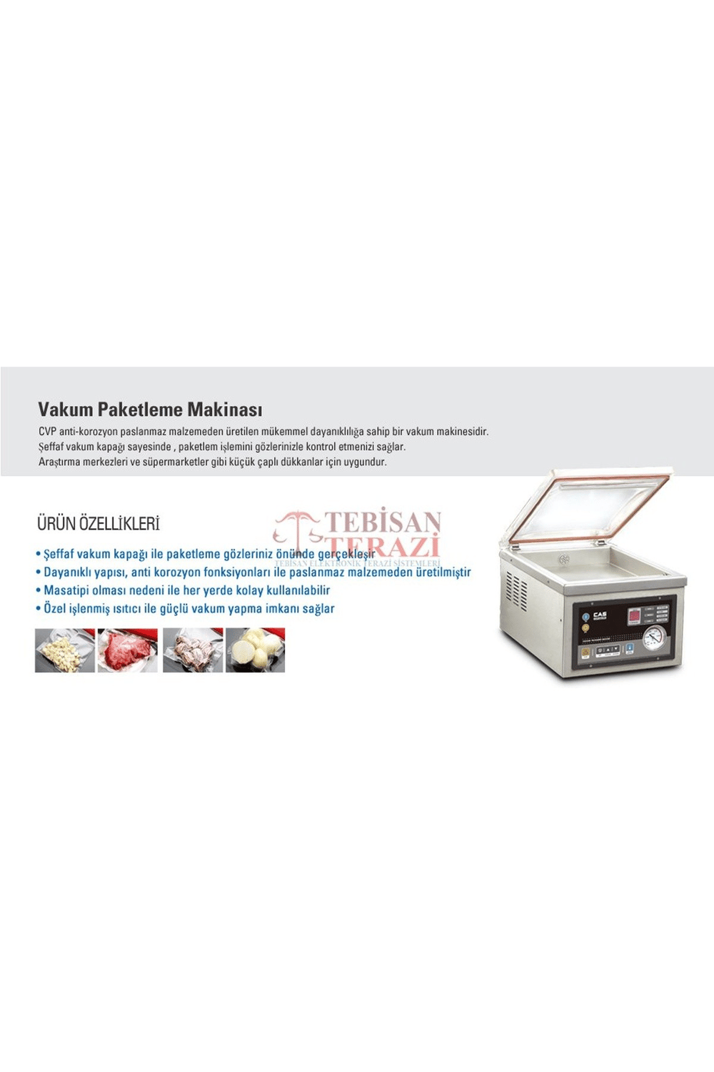 CVP 45 CM TEK ÇENE SET ÜSTÜ VAKUM MAKİNASI