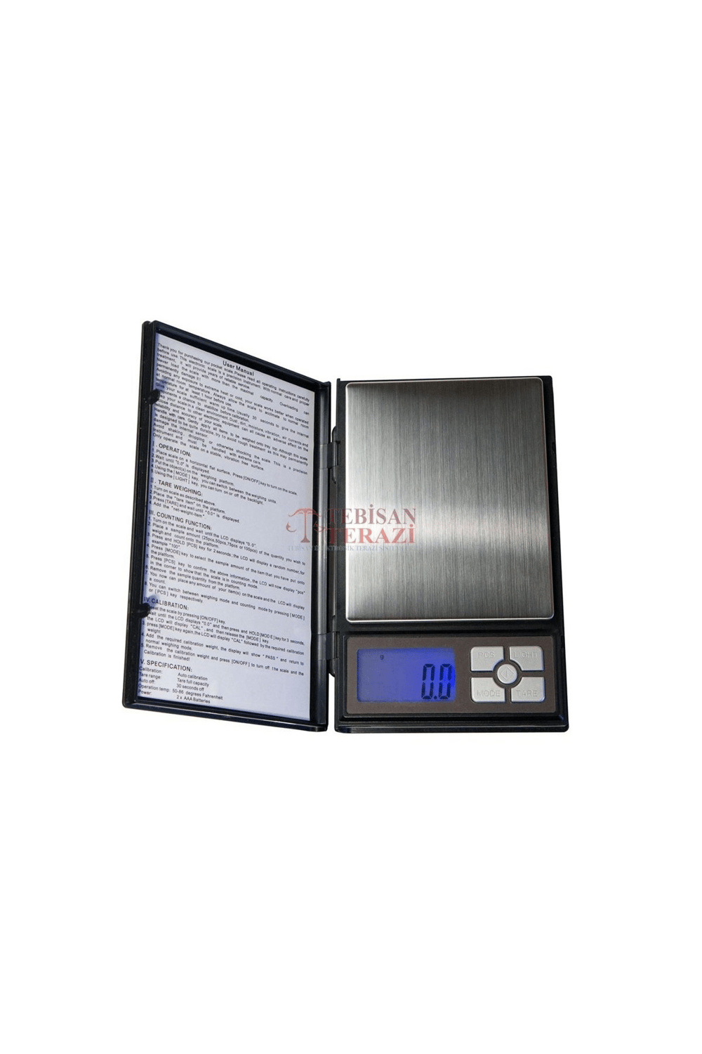 NOTEBOOK KAPAKLI CEP TERAZİSİ HASSASİYET 500GR X 0,01GR