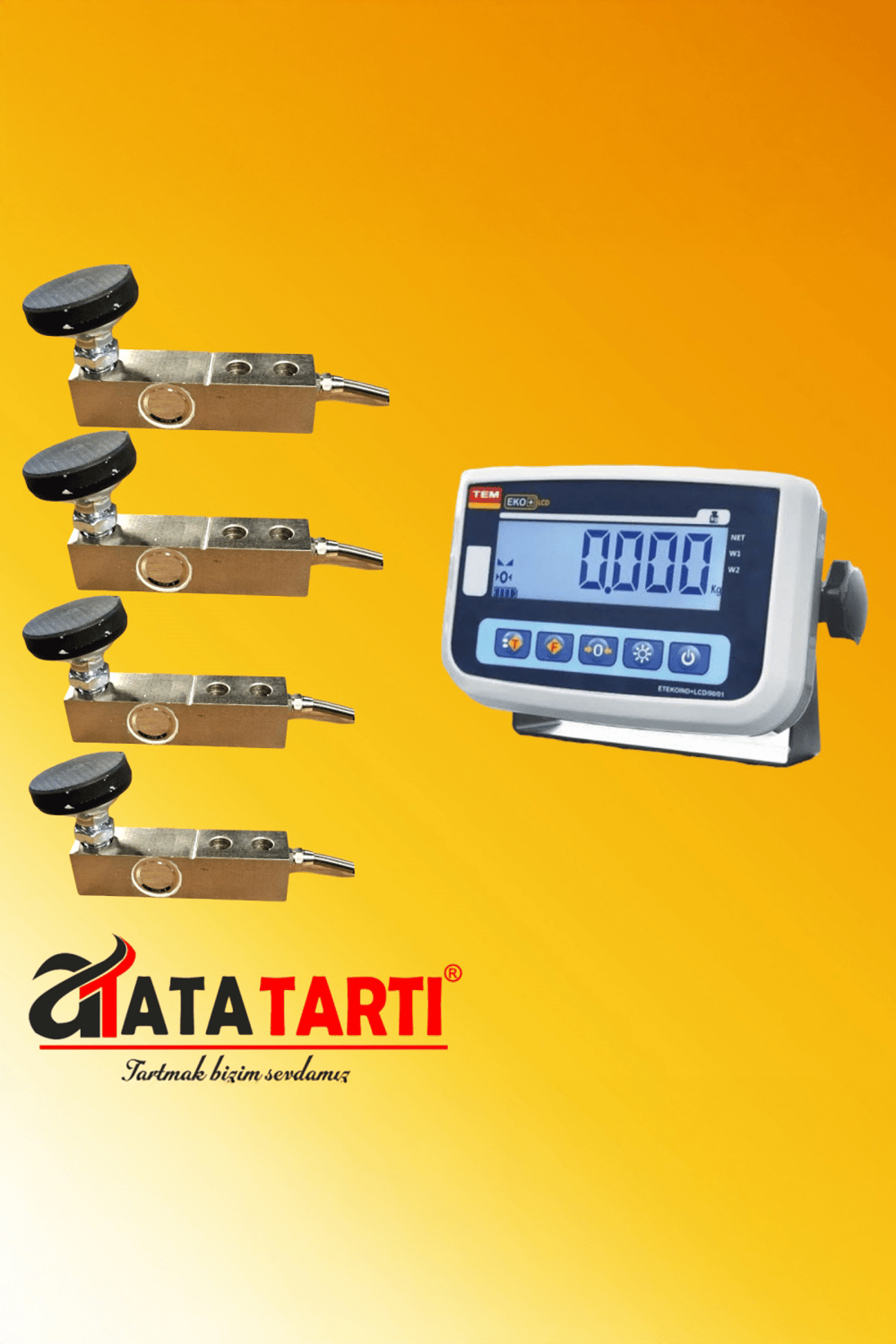 Tem Eko LCD Tartım İndikatörü ve 4 Adet 2 Ton Lama Loadcell