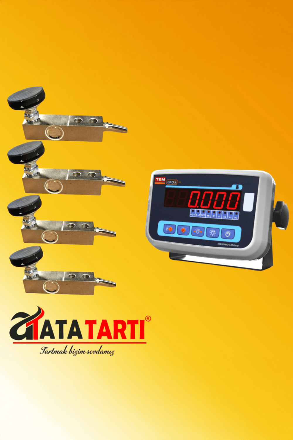Tem Eko+ LED Tartım İndikatörü ve 4 Adet 2 Ton Kapasiteli Lama Loadcell