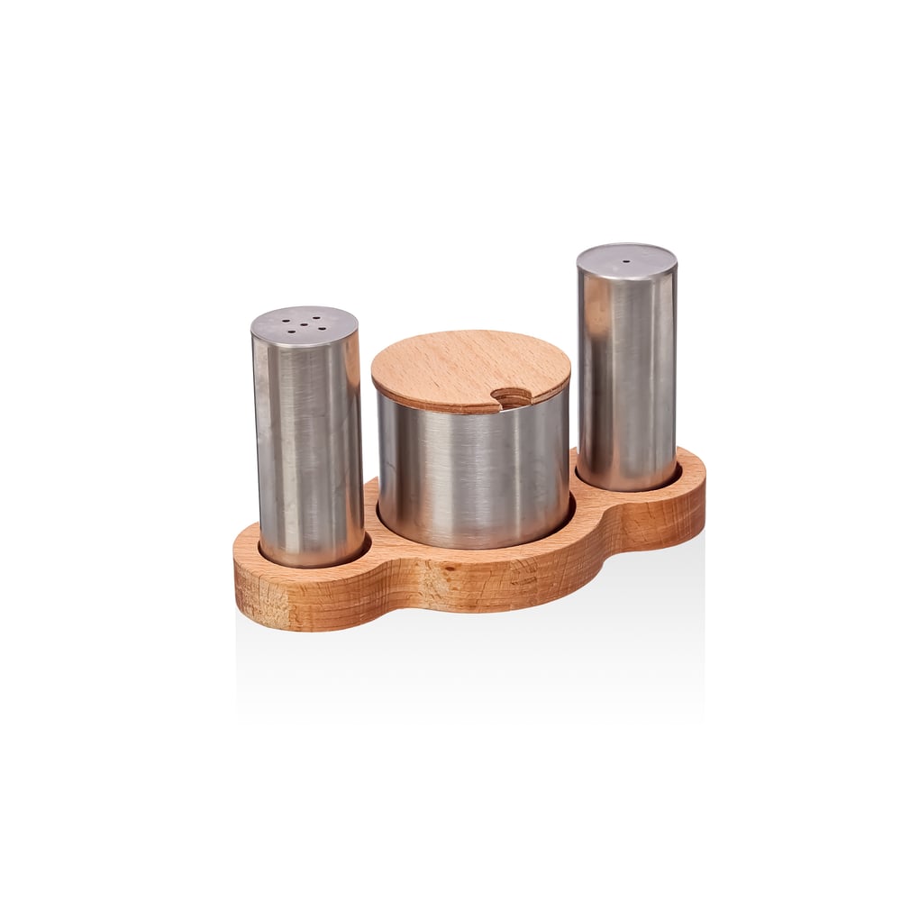3LÜ TUZLUK TAKIMI BAHARATLIKLI KBT-131 KISMET STEEL