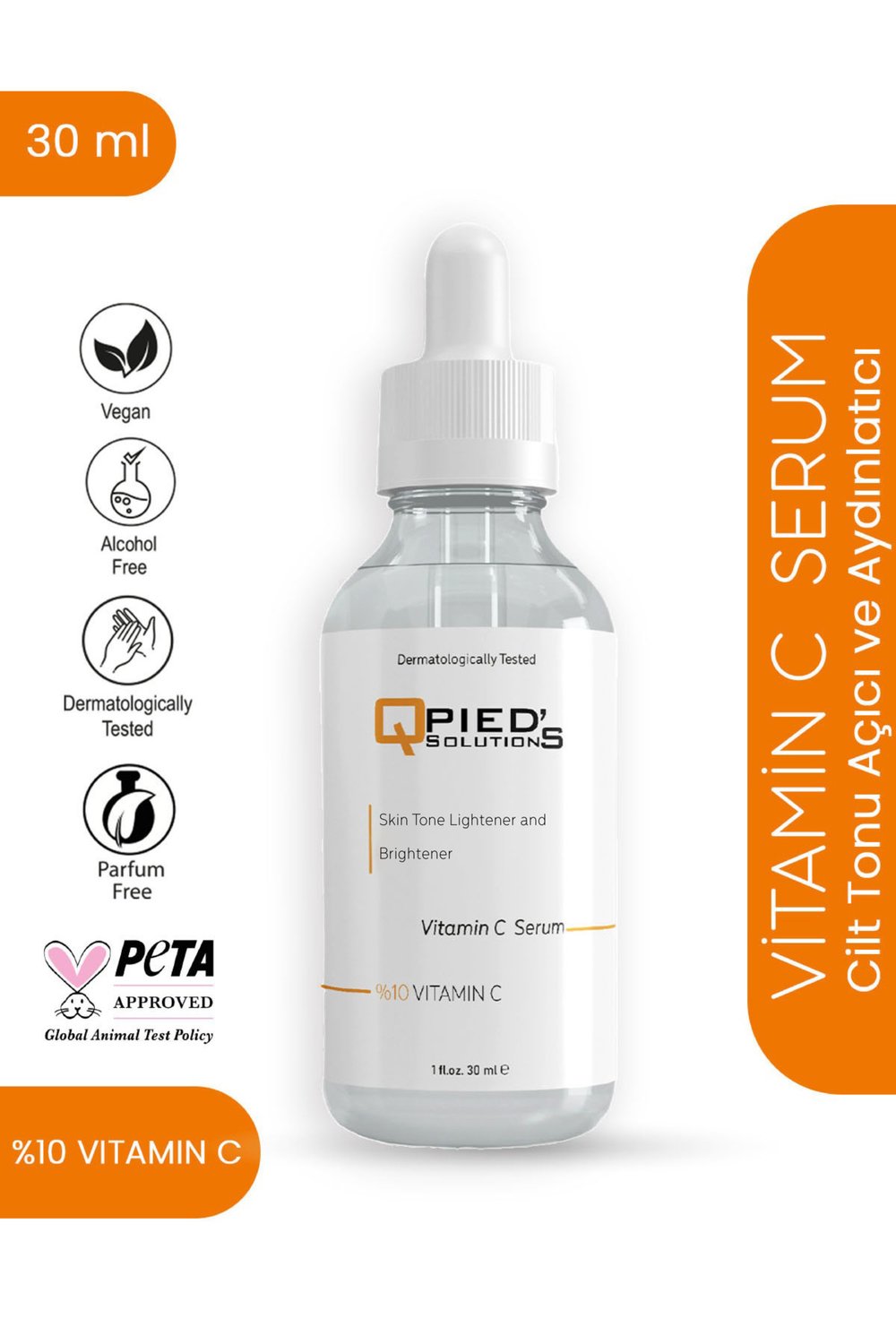 C Vitamin Aydınlatıcı Ve Leke Karşıtı % 10 Vitamin C Serum 30 ml