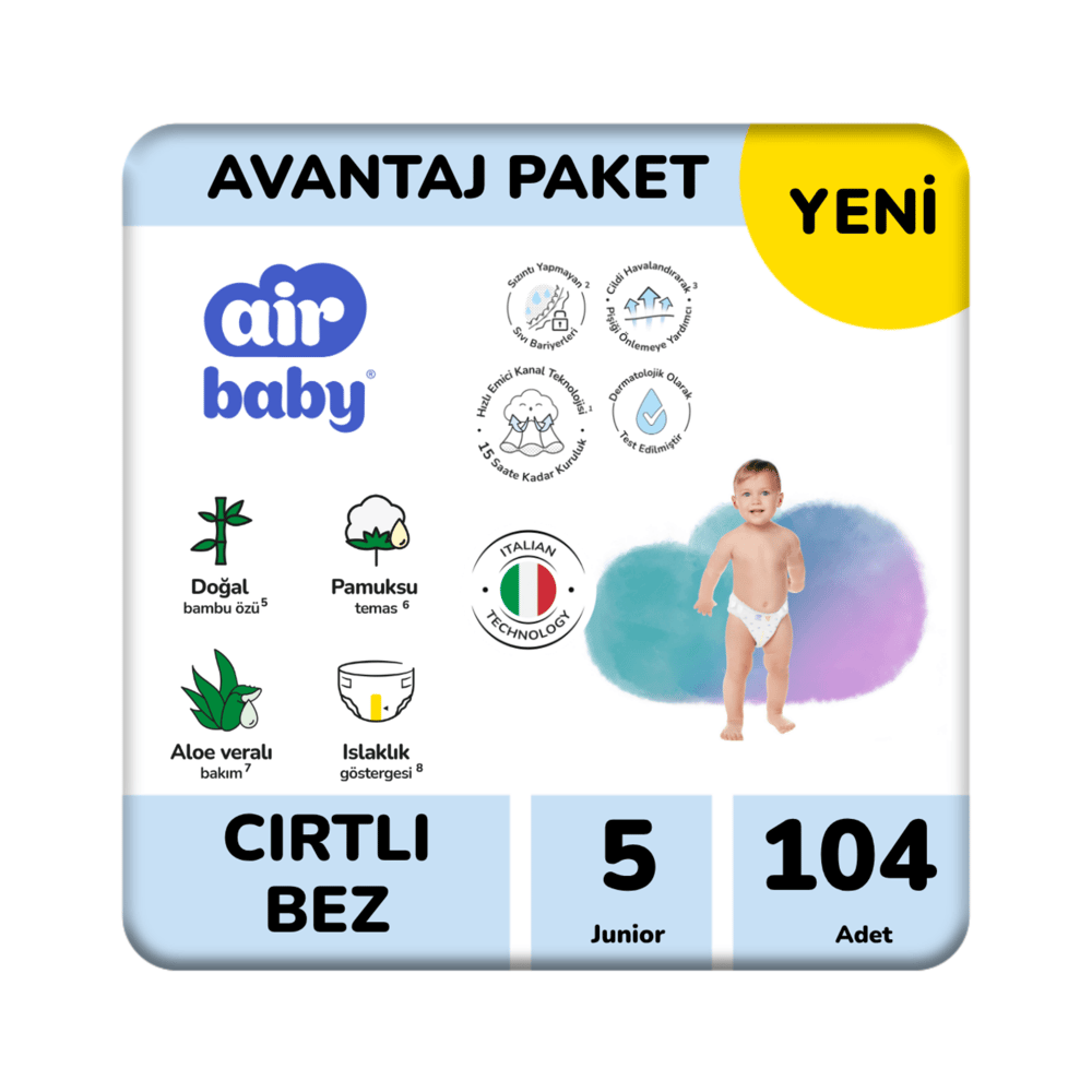 Air Baby Avantaj Paket Junior Bebek Bezi 5 Numara 104 Adet 11-18 Kg