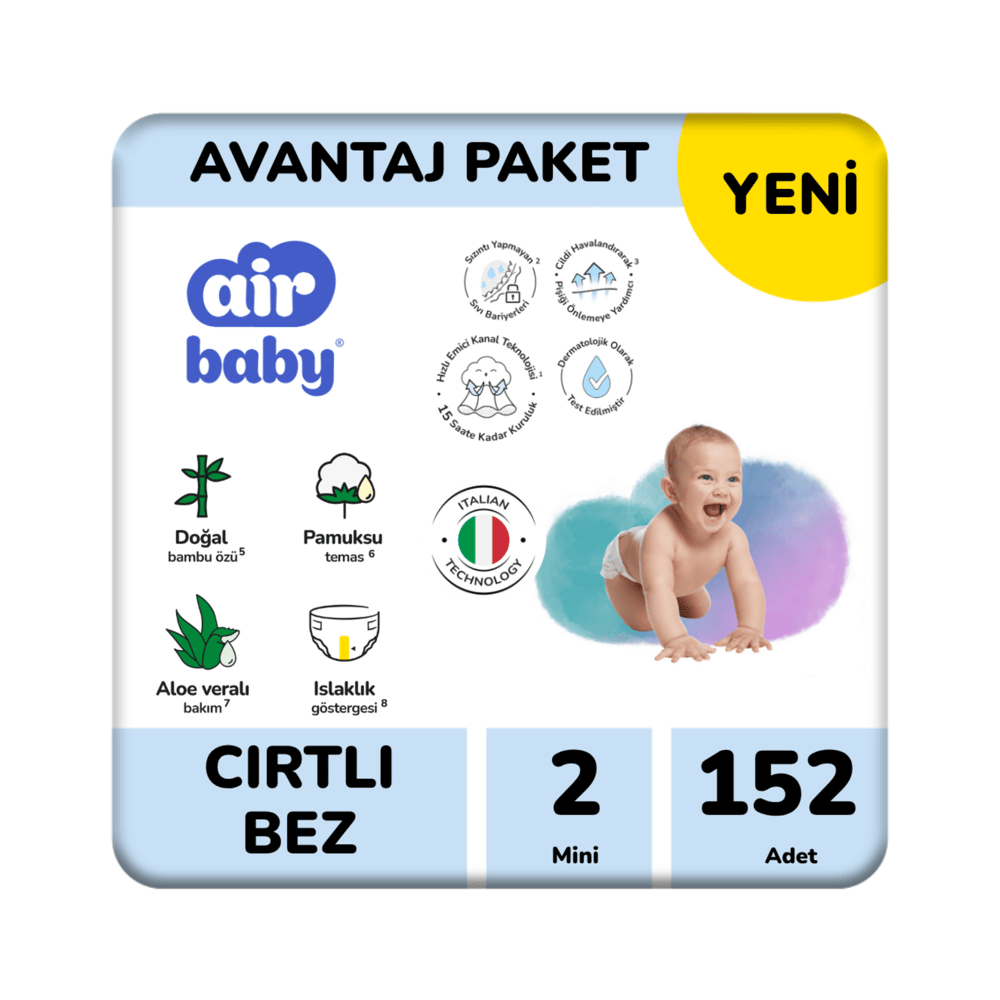 Air Baby Avantaj Paket Mini Bebek Bezi 2 Numara 152 Adet 3-6Kg