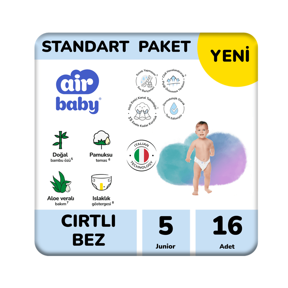 Air Baby Standart Paket Junior Bebek Bezi 5 Numara 16 Adet 11-18 Kg