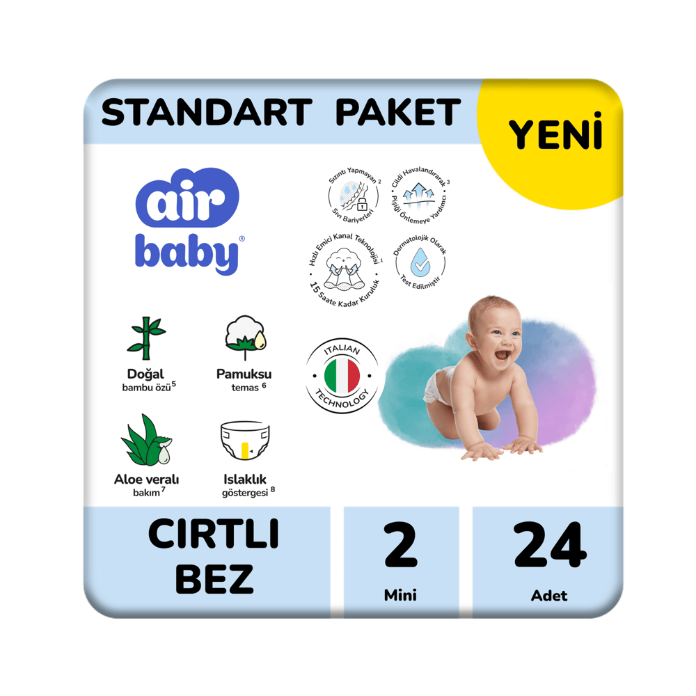 Air Baby Standart Paket Mini Bebek Bezi 2 Numara 24 Adet 3-6Kg