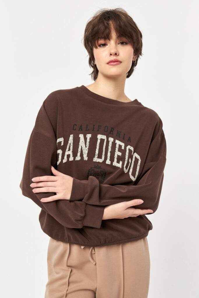 Sessiz Ruh Hali Kahverengi Sweatshirt