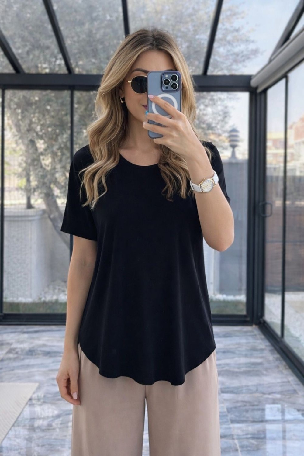 Siyah Modal Kumaş Tişört