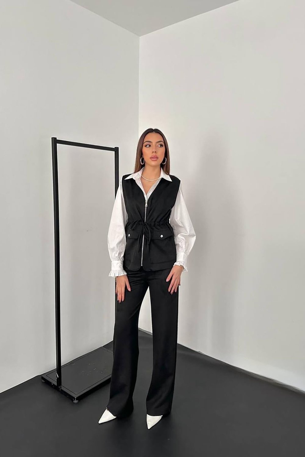 Toptan Siyah Süet Yelek Pantolon Takım