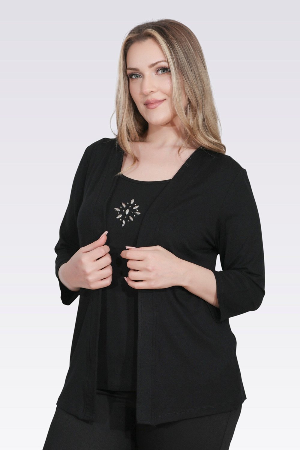 10743 TAŞ DETAYLI ÖRME İKİLİ TAKIM