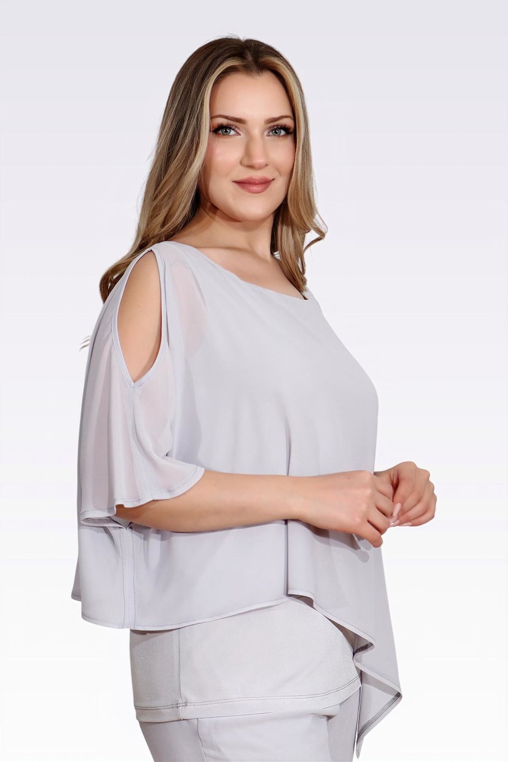 10748 KAYIK YAKA RAHAT KESİM ASTARLI ŞİFON TUNİK