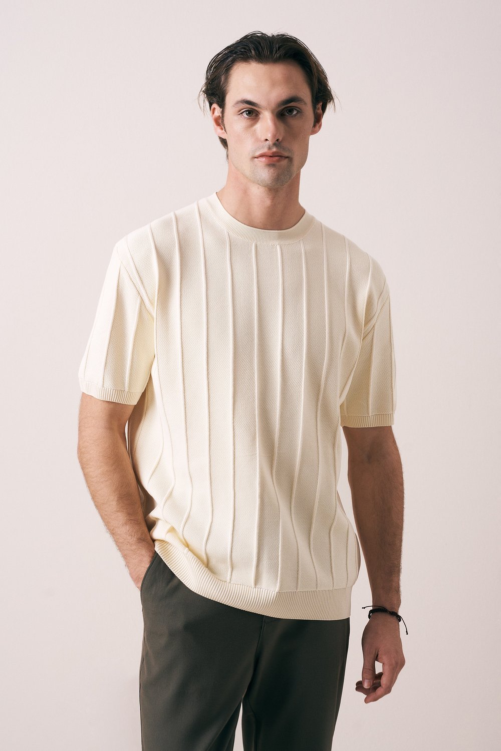 FİTİLLİ ÖRGÜ TRİKO T-SHIRT