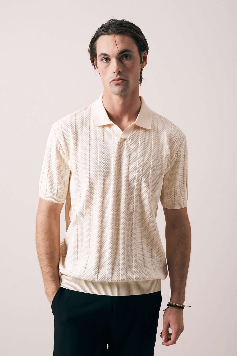 REGULAR FIT FİTİL ÖRGÜ DETAYLI TRİKO POLO T-SHIRT