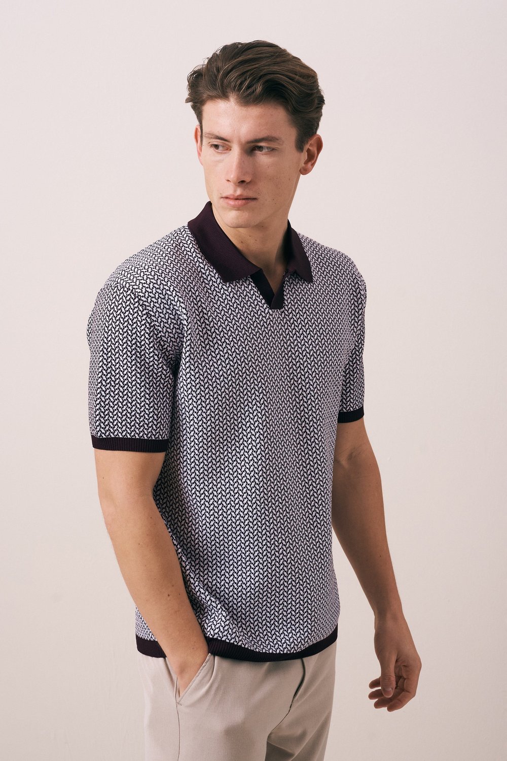 REGULAR FIT GEOMETRİK DESEN TRİKO POLO T-SHIRT