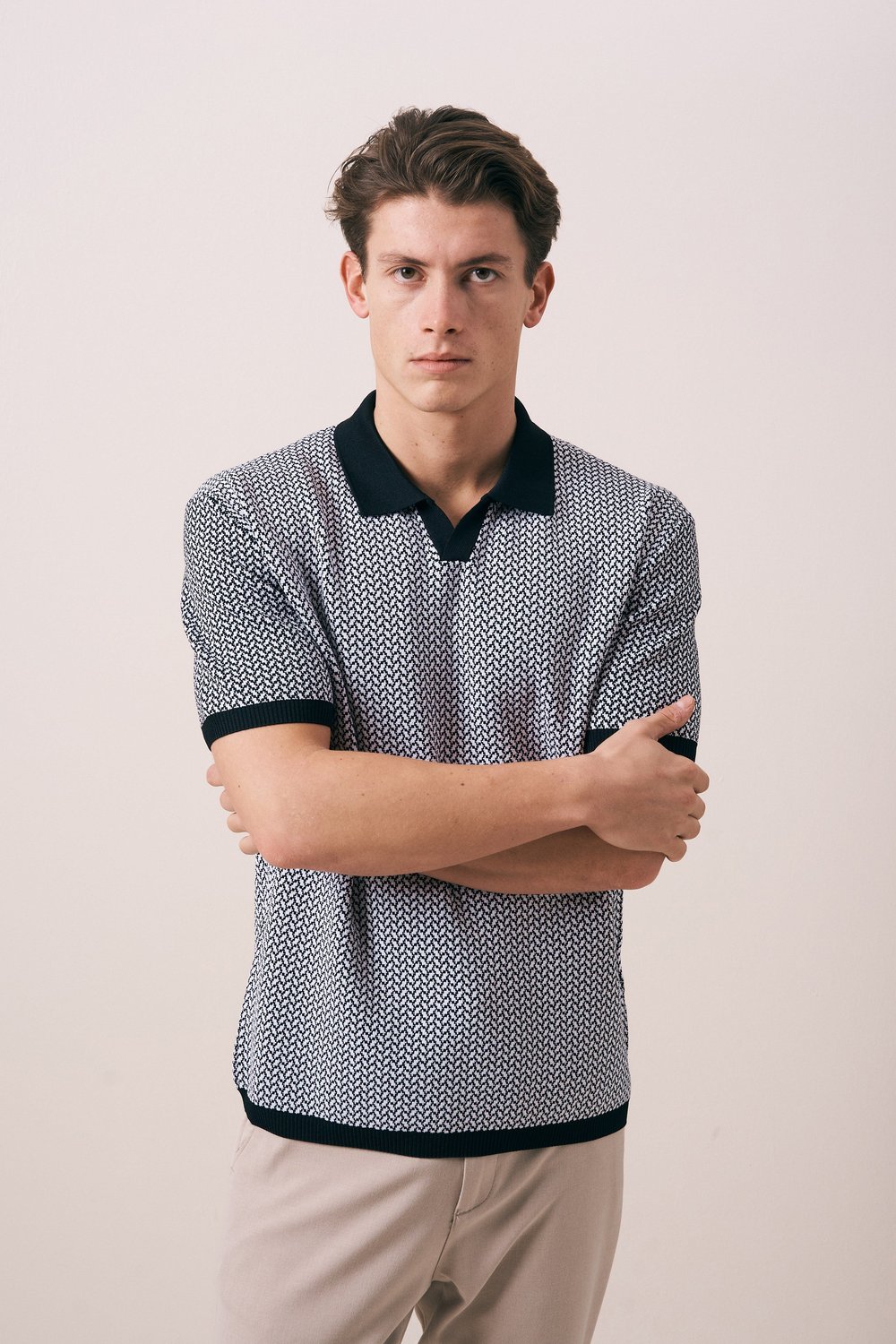 REGULAR FIT GEOMETRİK DESEN TRİKO POLO T-SHIRT