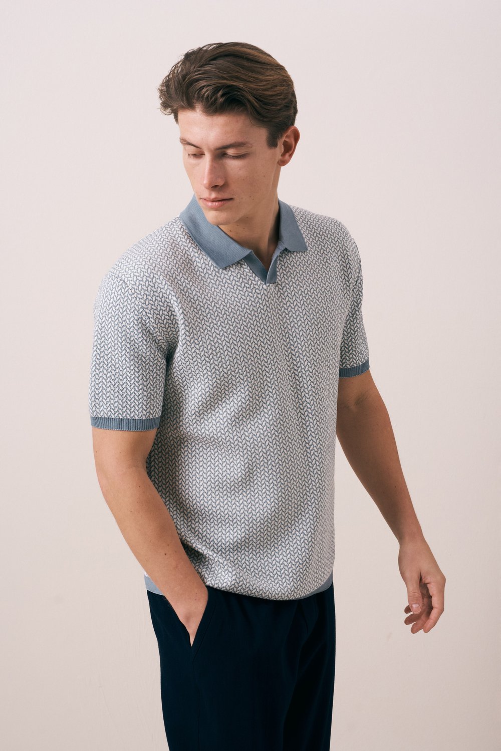 REGULAR FIT GEOMETRİK DESEN TRİKO POLO T-SHIRT