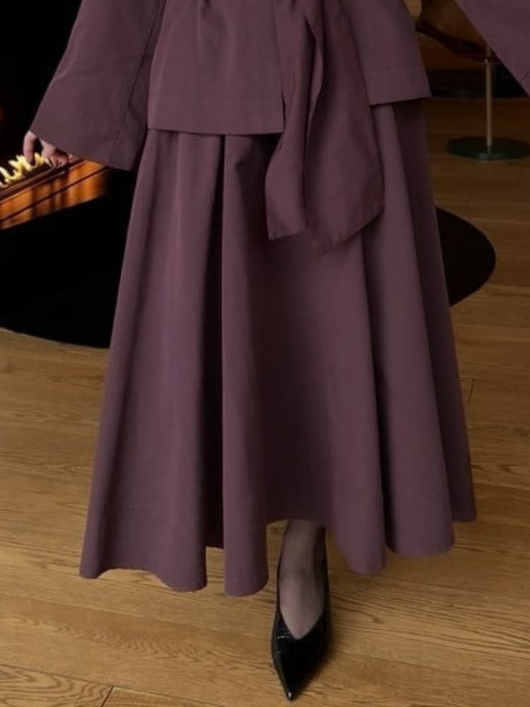 Lina Belted Kiloş Etek | Mürdüm