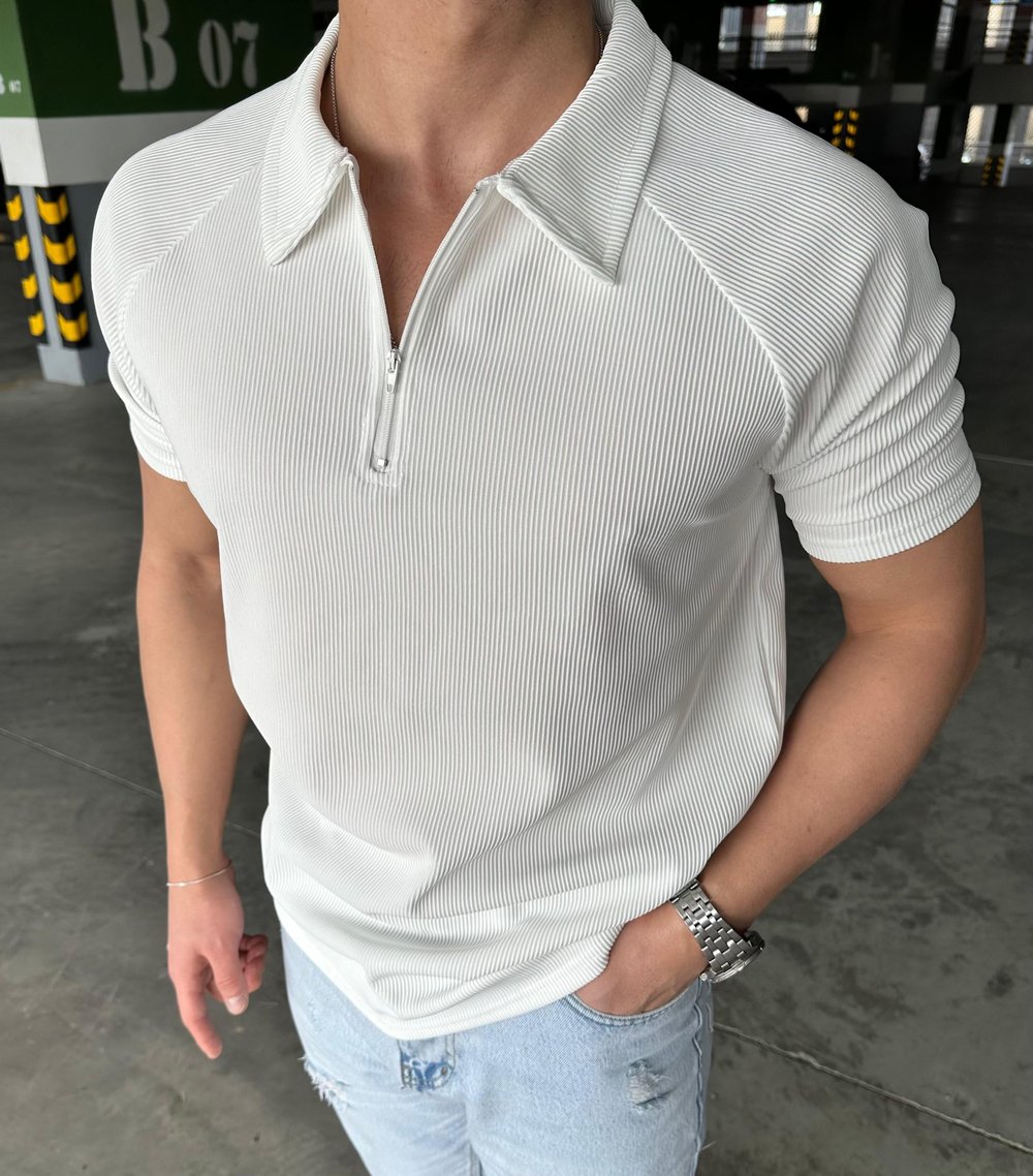 The Mass Fermuarlı Tshirt Beyaz