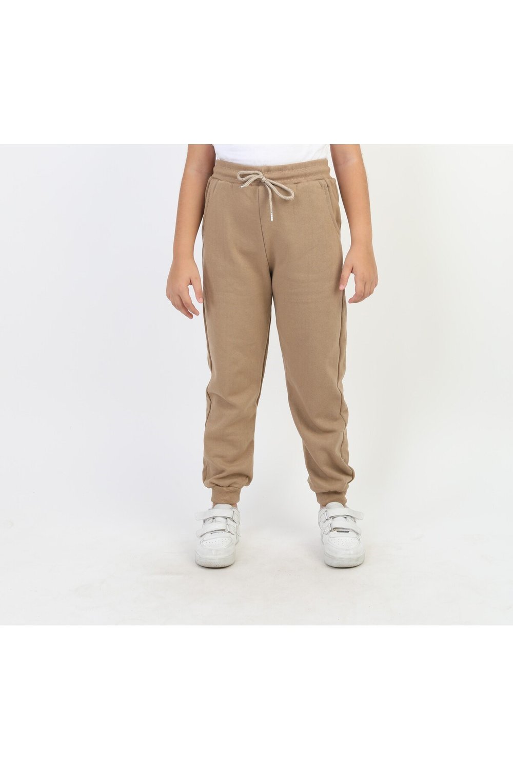 UNISEX BASKISIZ DÜZ LASTİKLİ BEJ EŞOFMAN ALTI