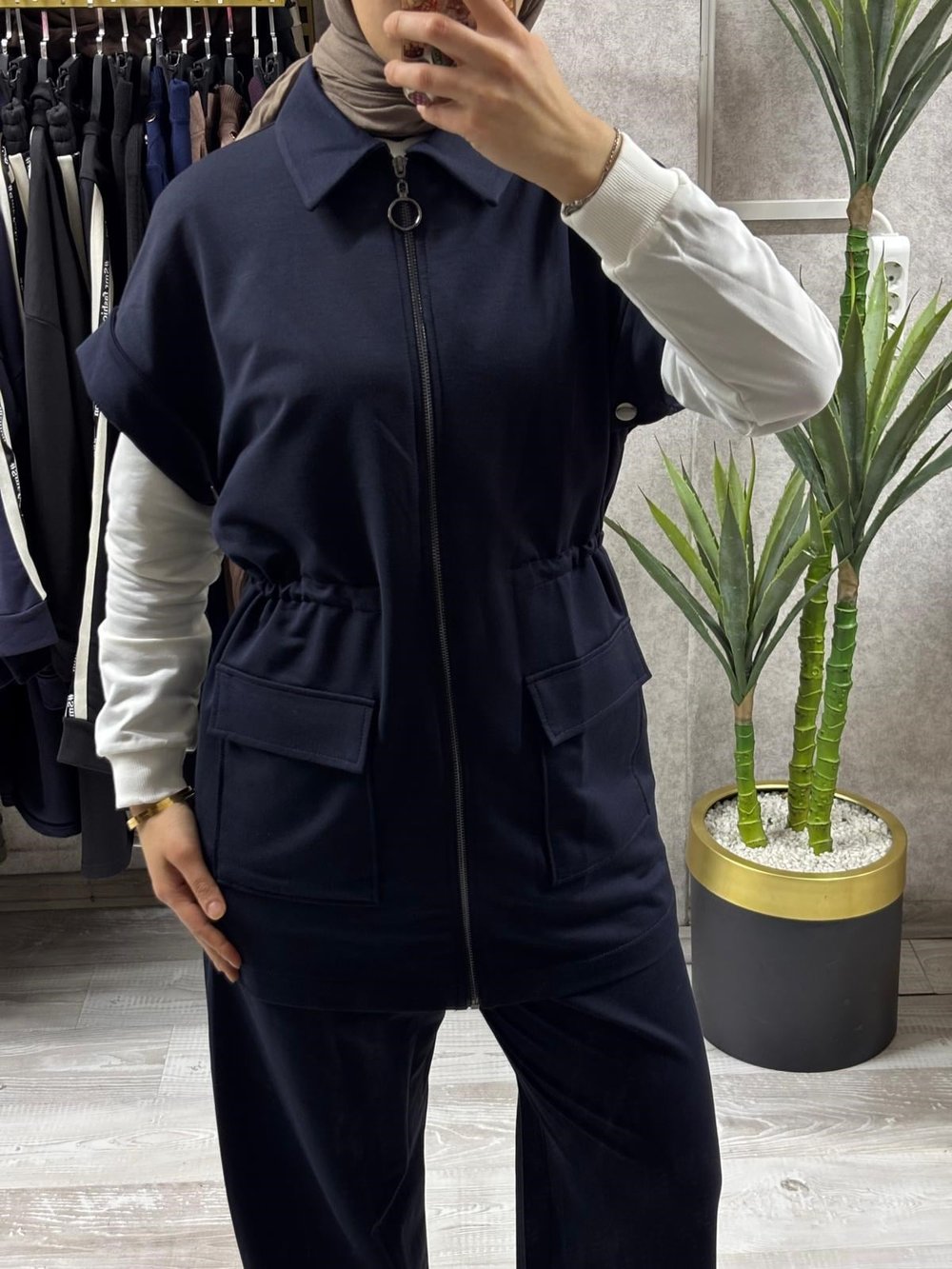 Fermuarlı Tunik, Pantolon Sweat-Shirt Günlük Causal 3'lü Takım Şık & Rahat Stil