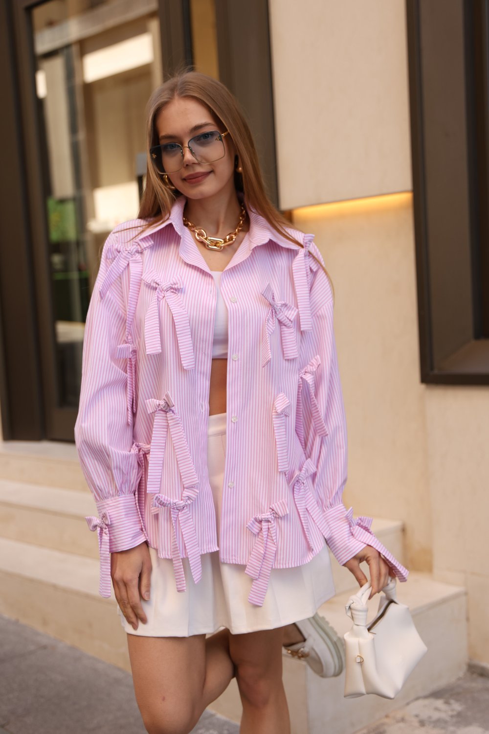 PAPYON DETAYLI GÖMLEK PEMBE