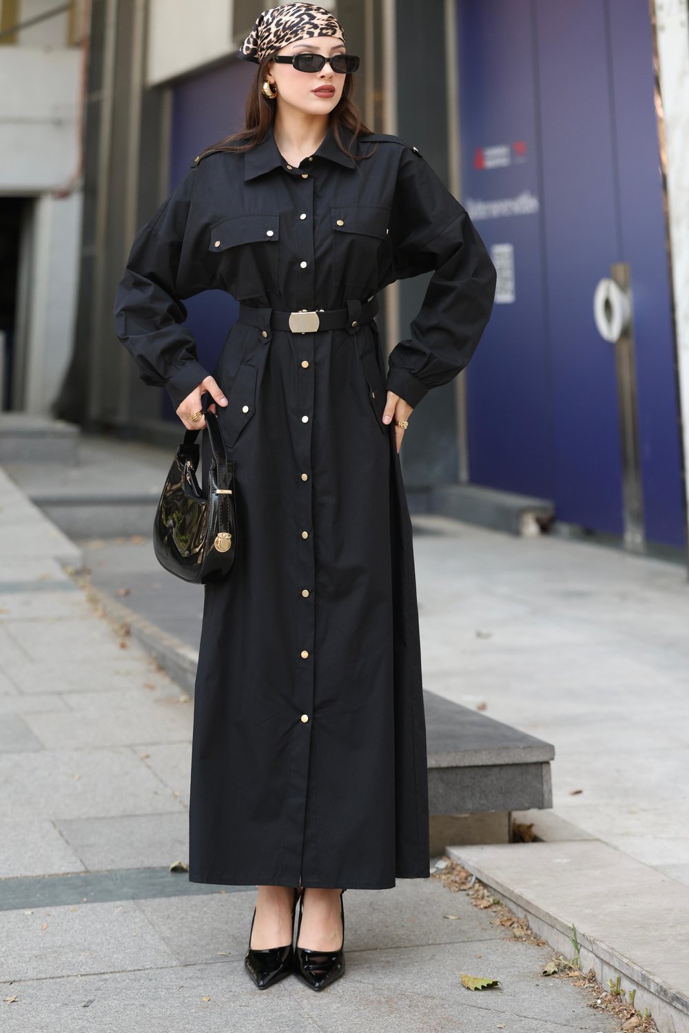 Poplin Elbise Siyah