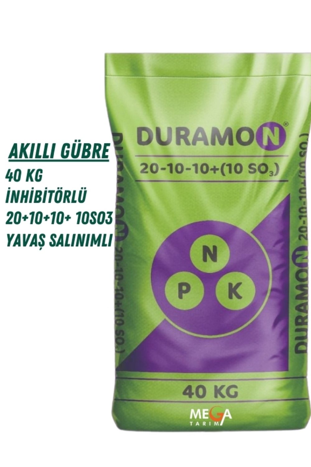 20-10-10 Yavaş Salınımlı Verim Gübresi 40 KG Yeşil Gübre Mega Tarım