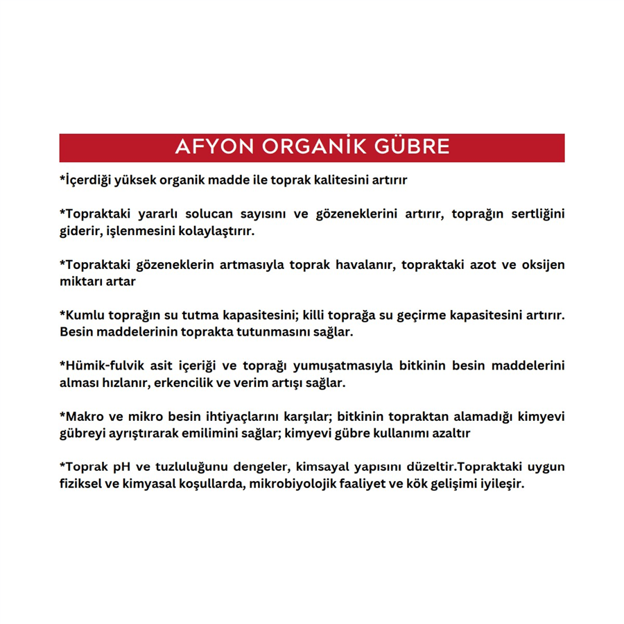 Afyon Gübre Organik Hayvan Gübresi 25 Kg Pelet Mega Tarım