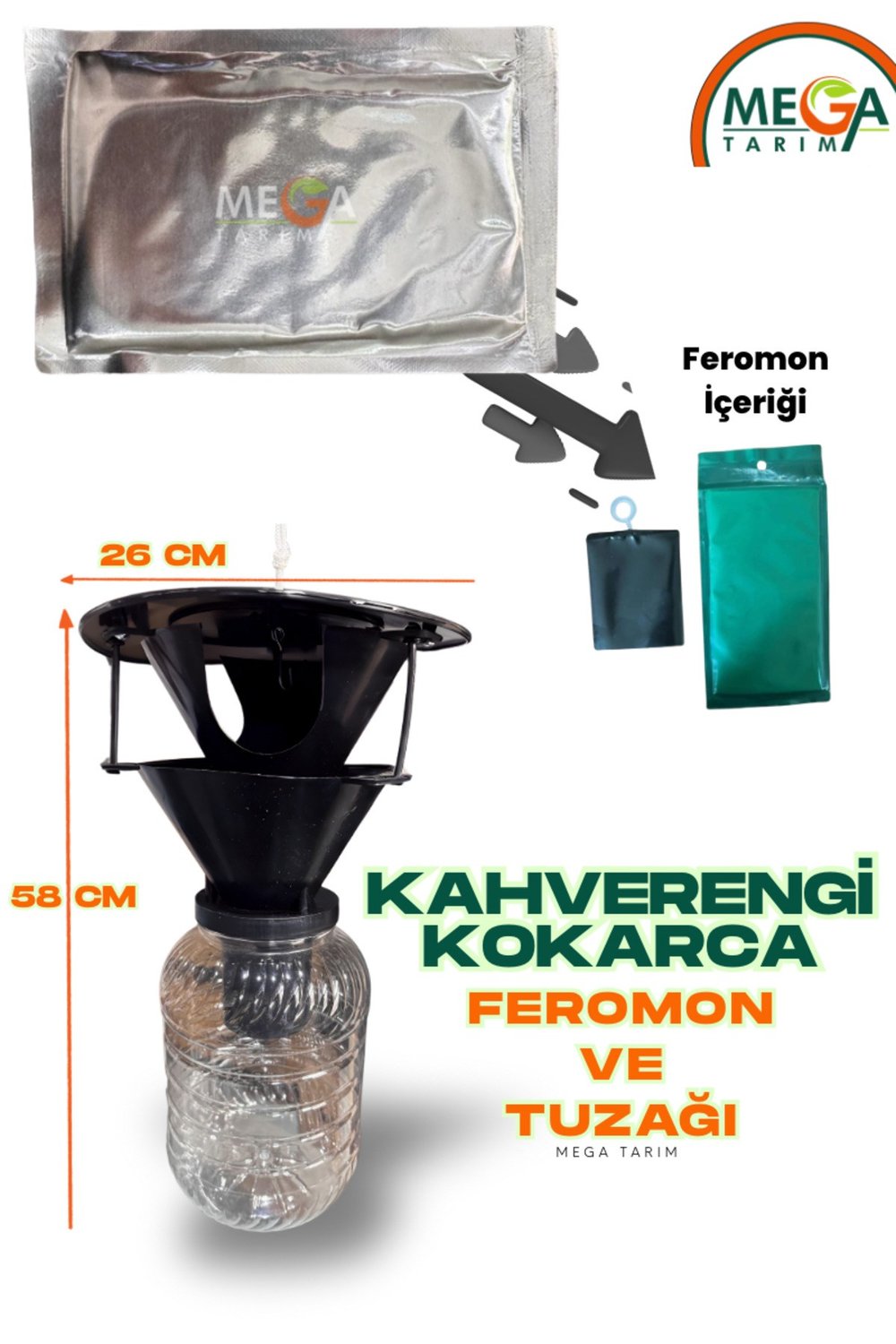 Kahverengi Kokarca Feromonu ve Büyük Boy Tuzak 2 li Set Ruhsatlı Ürün