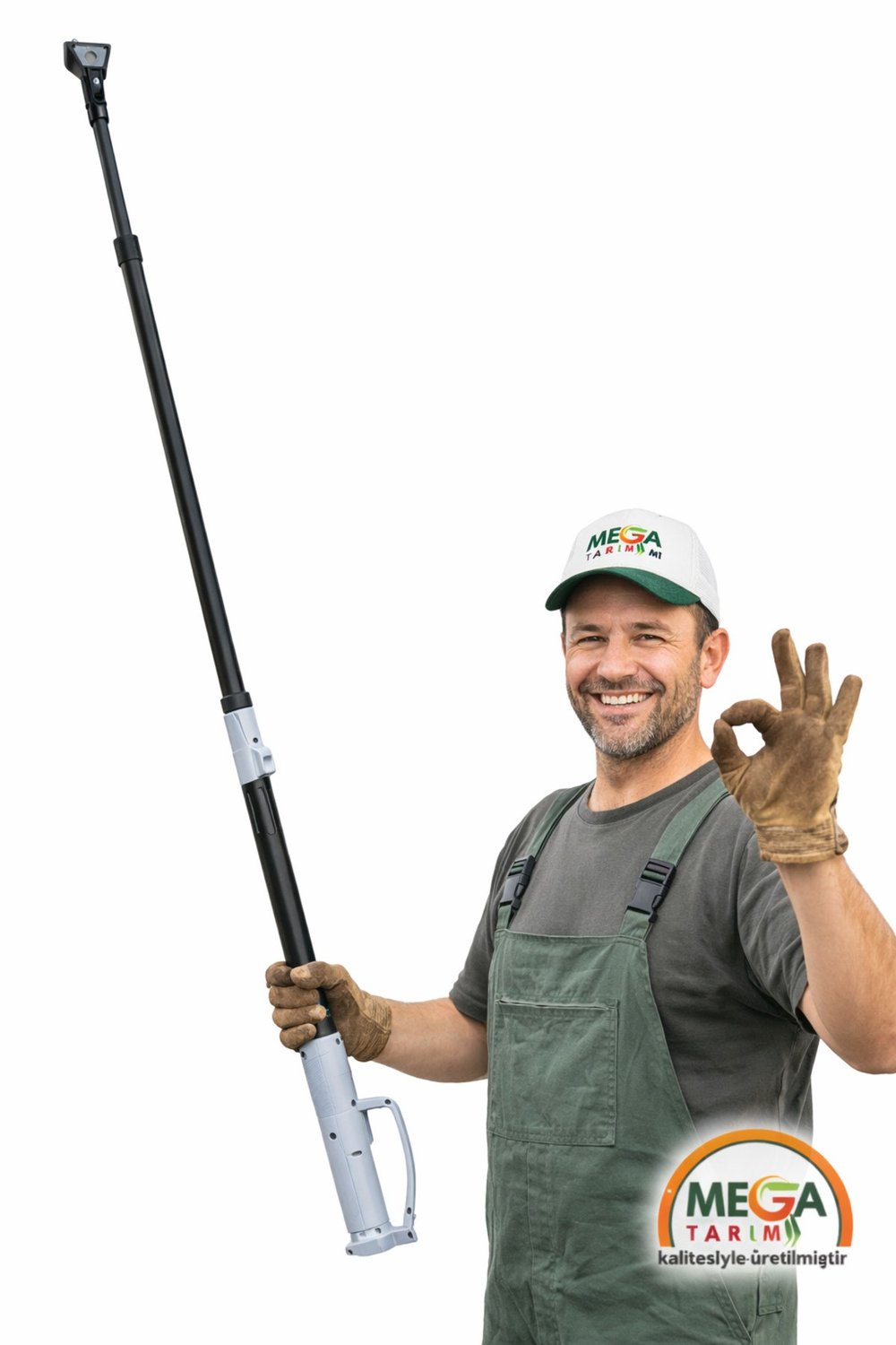 MEGA TARIM 45mm Akülü Budama Makası ve Uzatma Sapı Dahil 21 Volt 4 aH Çift Bataryalı Bel Taşımalı