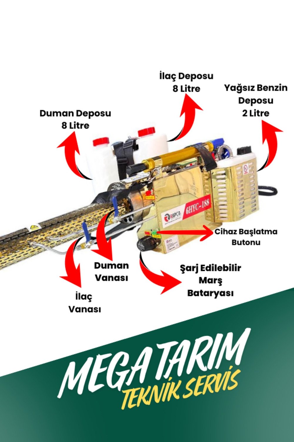 Mega Tarım Sisleme Dumanlama İlaçlama Kokarca Makinesi