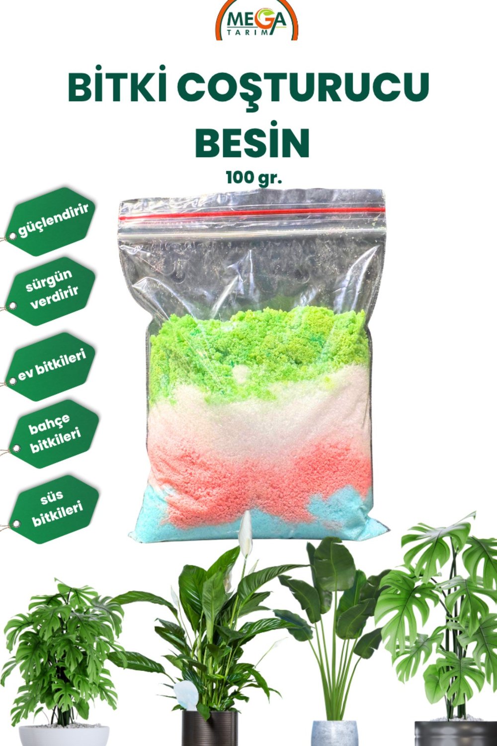 Tüm Bitkiler İçin Besin, Bitki Coşturucu Özel 4lü Karışım 100 gr.