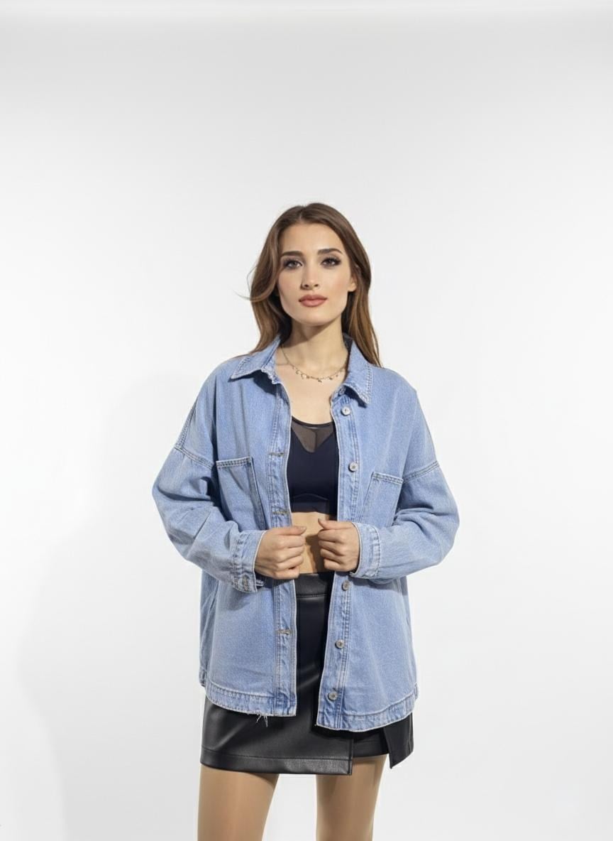Açık Mavi Kot Ceket